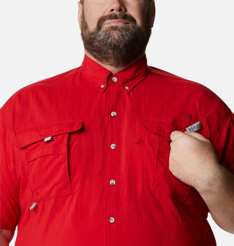 Men's Columbia PFG Bahama II Short Sleeve Shirts Red | Plus Size CA-H8540